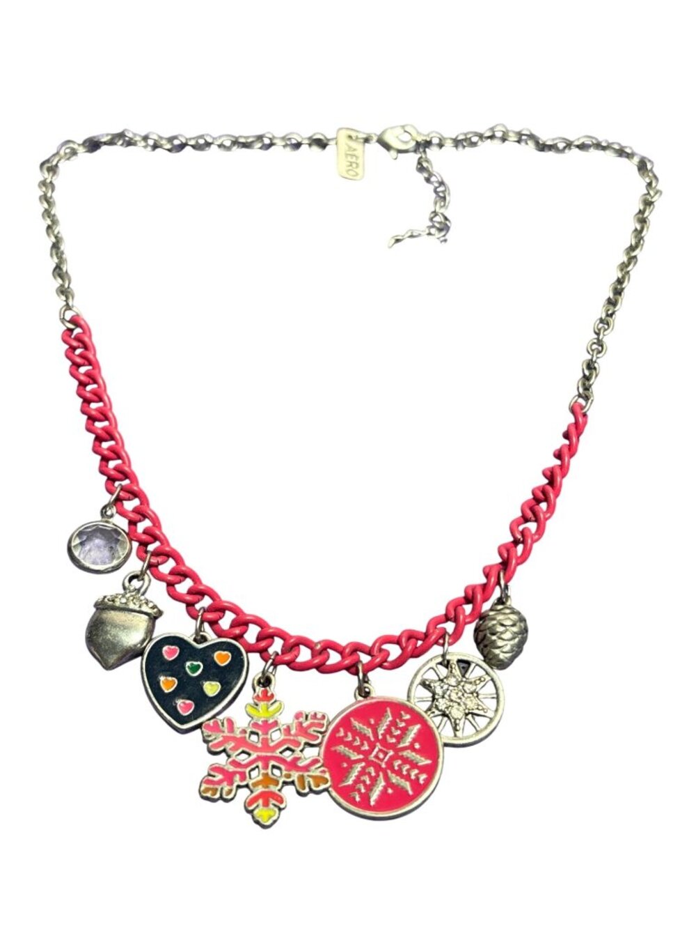 Aeropostale Charm Necklace Acorn Heart Snowflake Pinecone 17 - 19.5 Inches